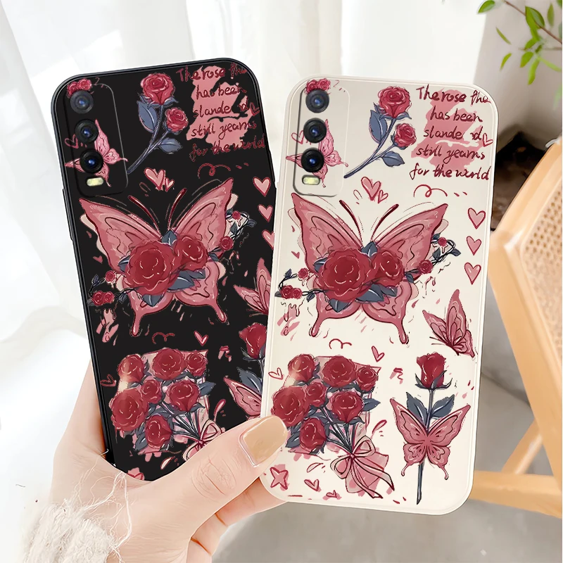 Cute Love Heart Butterfly Phone Case For Vivo Y53S Y52 Y51 Y51A Y50 Y36 Y35 Y33T Y33S Y33 Y31 Y30G Y30I Y30 Silicone Soft Cover