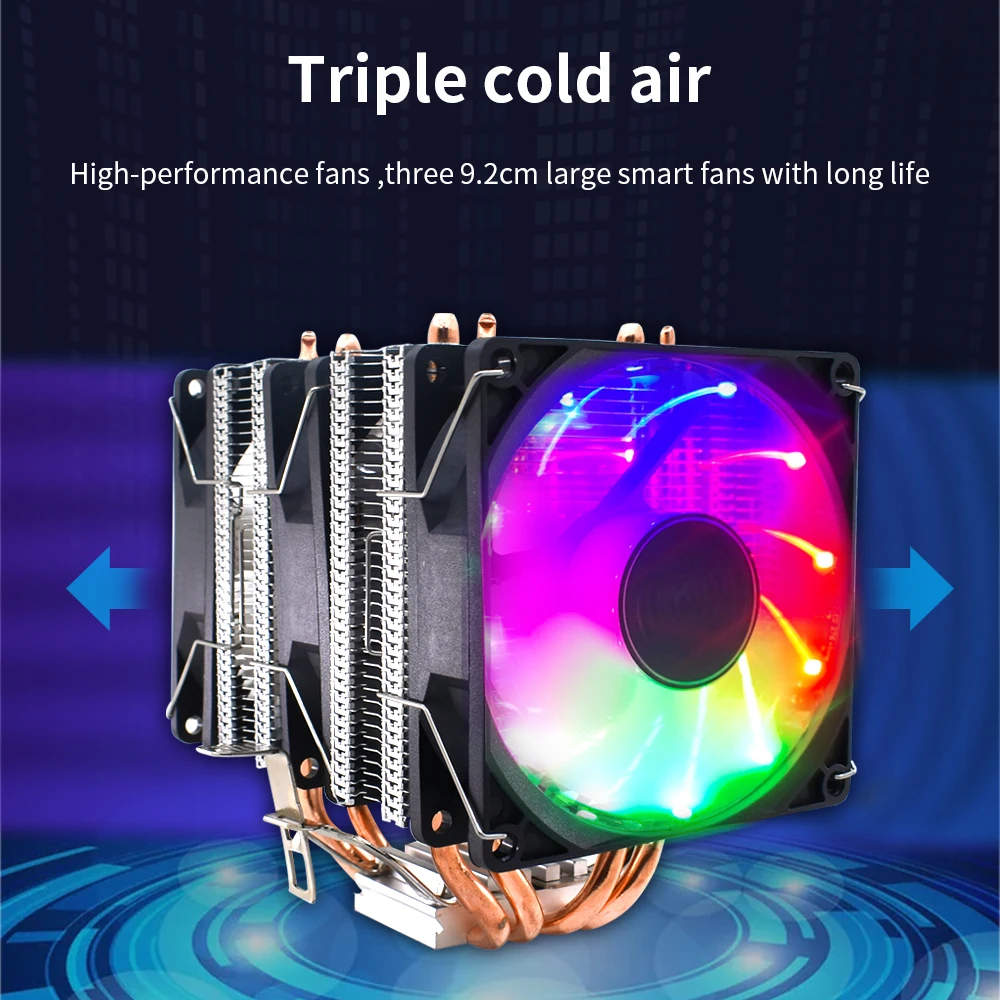 TISHRIC CPU Cooling Fan RGB 4 Heat Pipes Pin PWM Efficient Cooler For Intel LGA 1150 1151 1155 1200 1366 2011 AMD AM3 AM4 |