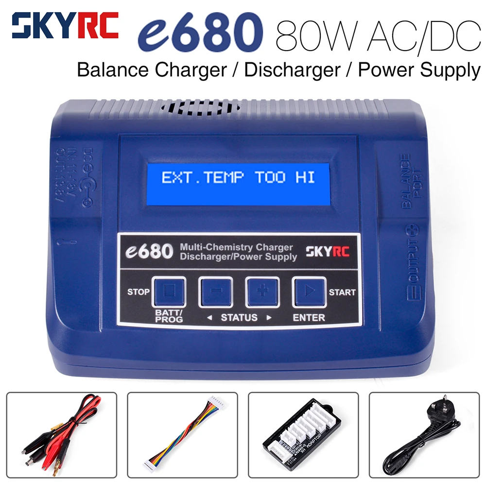 SKYRC e680 Charger 80W AC/DC Balance Discharger Power Supply for 1-6s LiPo Battery