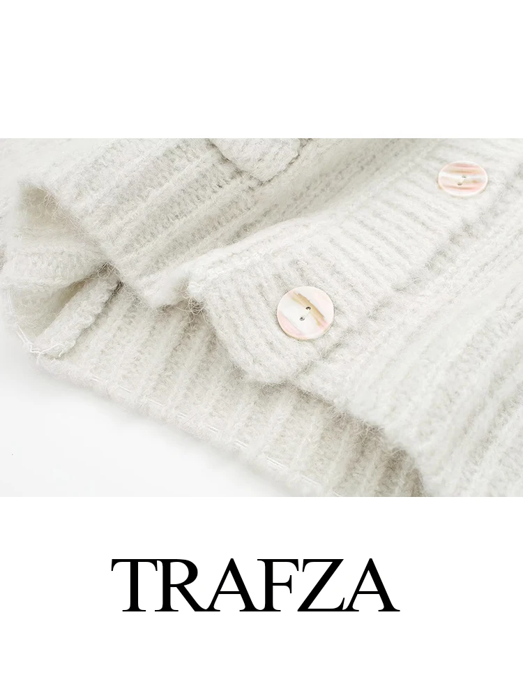 TRAFZA женская осенне-зимняя новая мода с v-образным вырезом из альпаки и шерсти