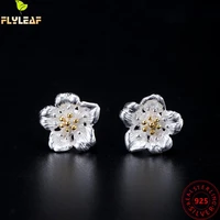 real 925 sterling silver jewelry retro pear flower stud earrings for women original design high quality femme luxury accessories