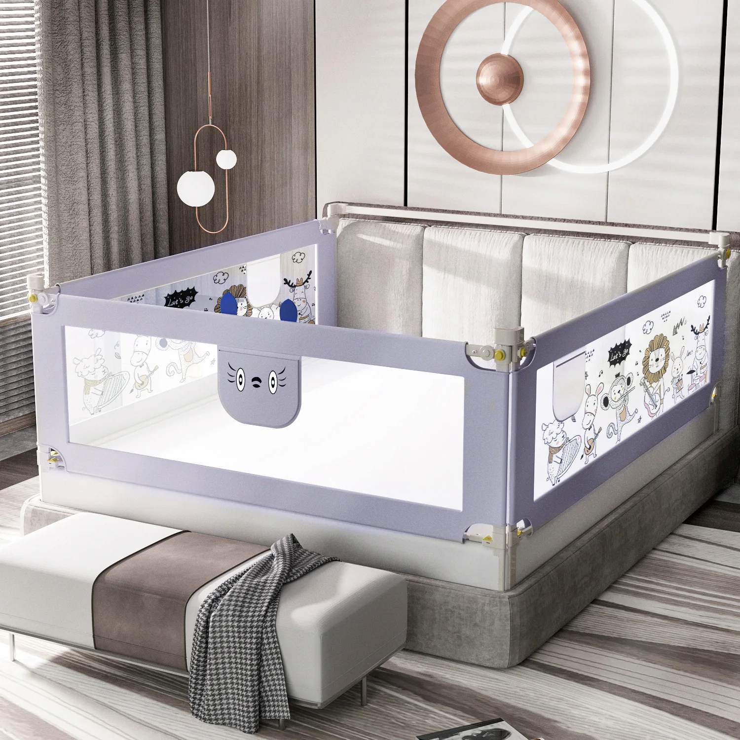 

180cm Adjustable Baby Bed Fence Playpen Children Bed Care Barrier Fence Safety Kids Gate for Beds Crib Rails Safe Barrier