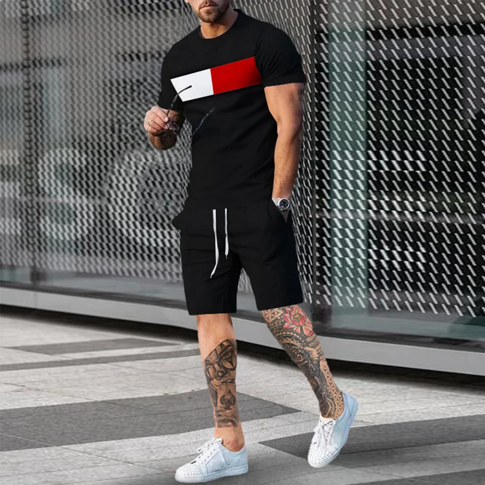 Retro Fashion 3D Printing Men Sets Tshirt Shorts New Summer 2 Piece Outfits Sets Tracksuit Men's Oversized Clothes Streetswear