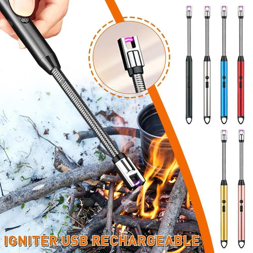 

360° Electric Arc BBQ Camping Lighter USB Windproof Flameless Plasma Ignition Long Outdoor Camping Lighter For Candle Gas S X6H0