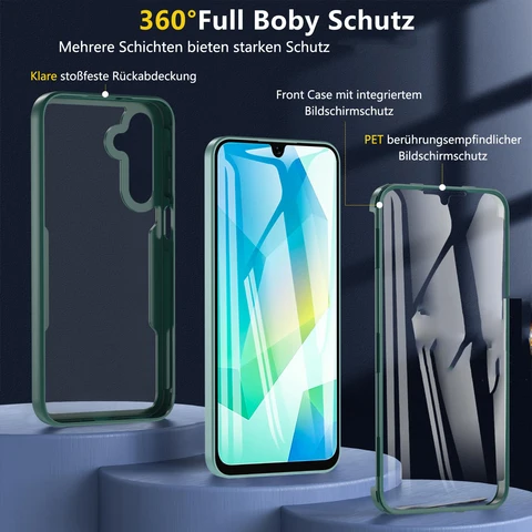 360-градусный чехол для Samsung Galaxy A17 A16 A26 A36 A56 A15 A25 A35 A55 A14 A54 A24 A34 A06 A05 A07 M36 Bult-in Защитная пленка для экрана
