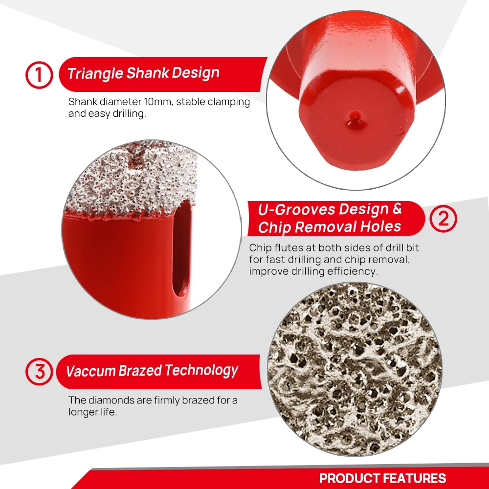 Набор алмазных сверл Diatool с треугольным хвостовиком кольцевая пила для мрамора