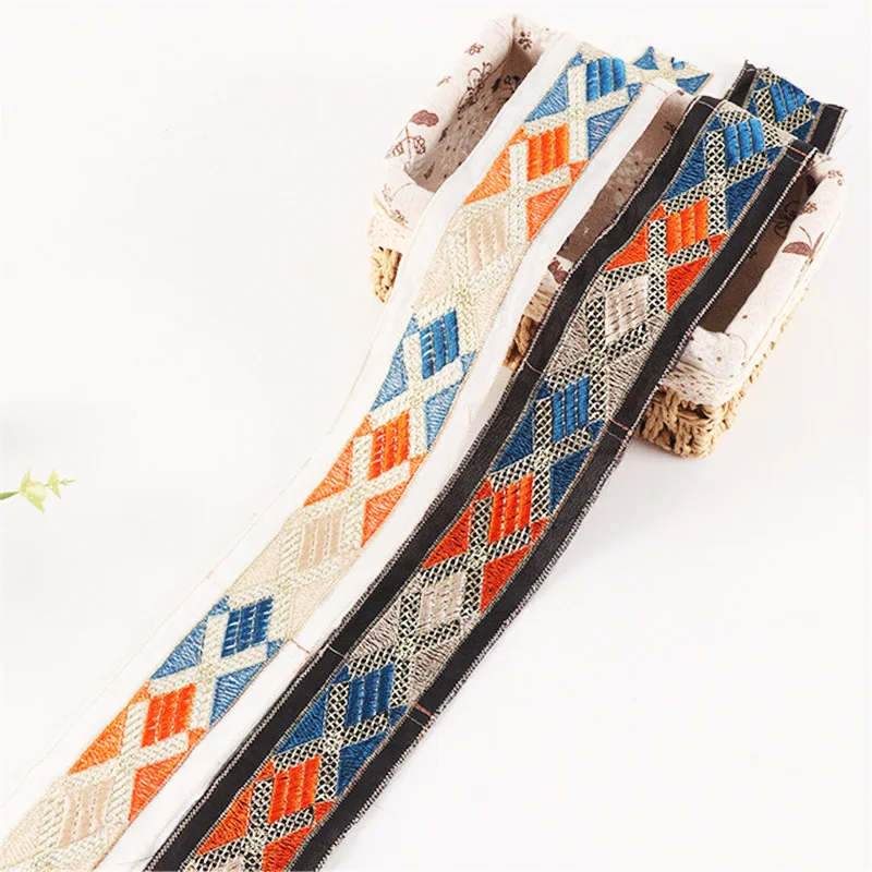

6 CM Wide Retro Ethnic Style Mesh Rhombus Embroidered Lace Clothing Collar Decoration Accessories
