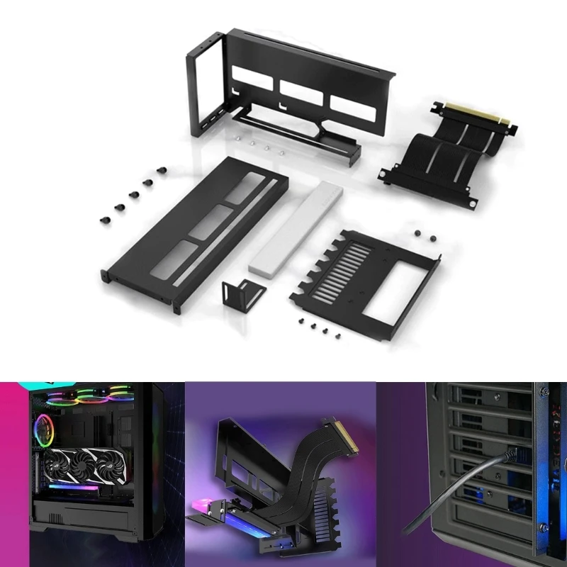 

Вертикальное крепление PCIE GPU Кронштейн видеокарты Держатель 5V ARGB GPU Поддержка простой установки для улучшенного