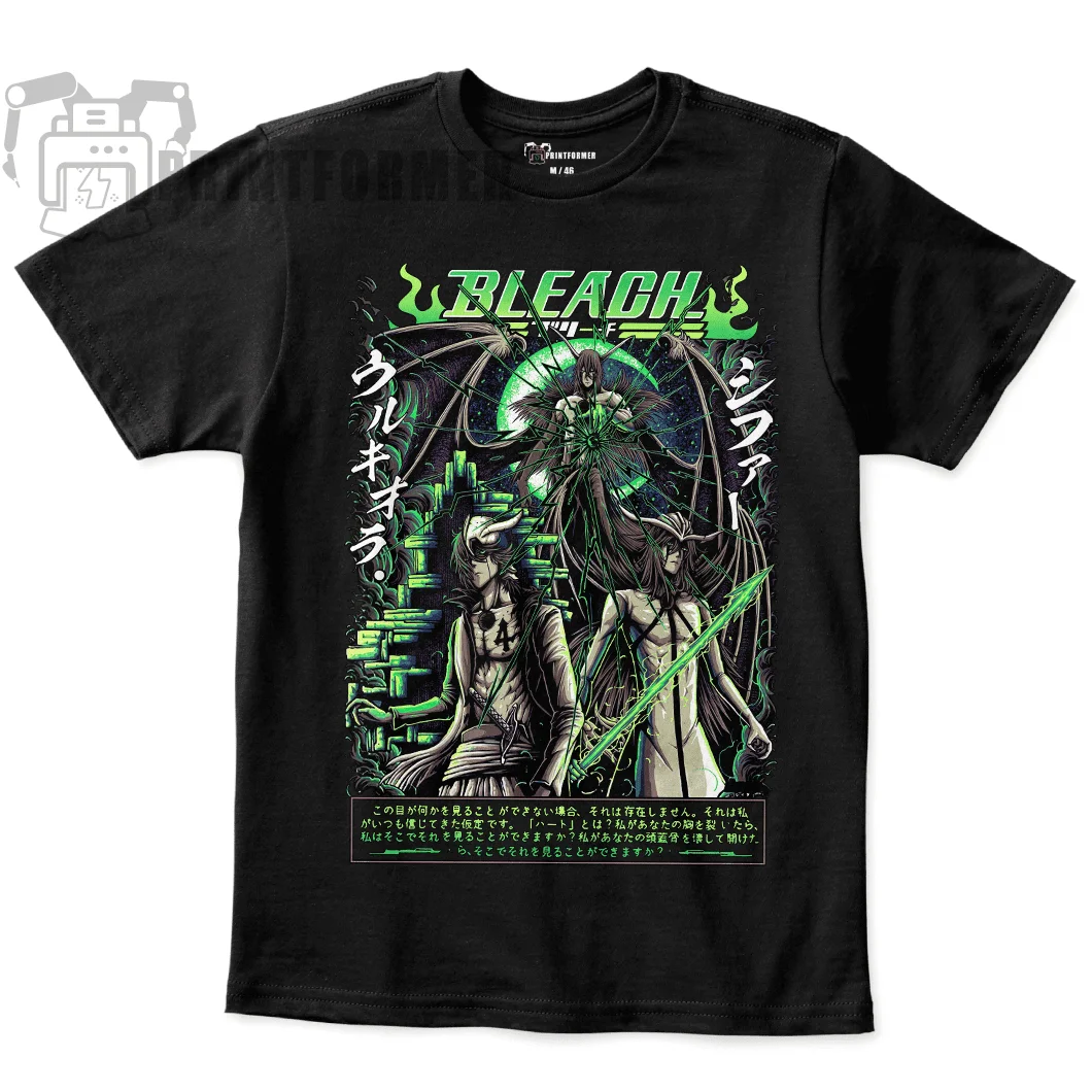 Аниме BLEACH Ulquiorra Cifer Ichigo Kurosaki Манга Рубашка Унисекс Мягкая футболка 100% хлопок