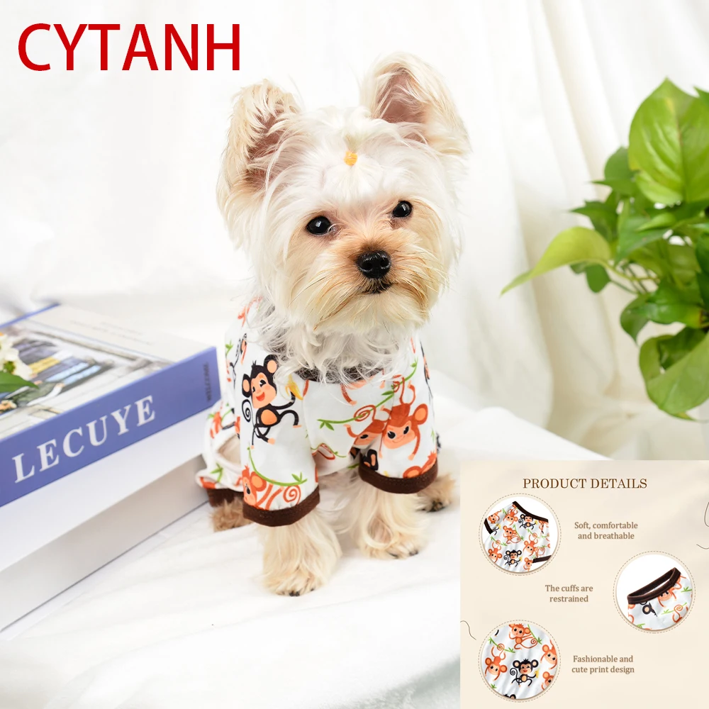 

Small and Mediu Msized Pet Large Clothing Dog Clothing Pet Monkey Printing Soft and Breathable Cuffs Cute Printing Four Seasons