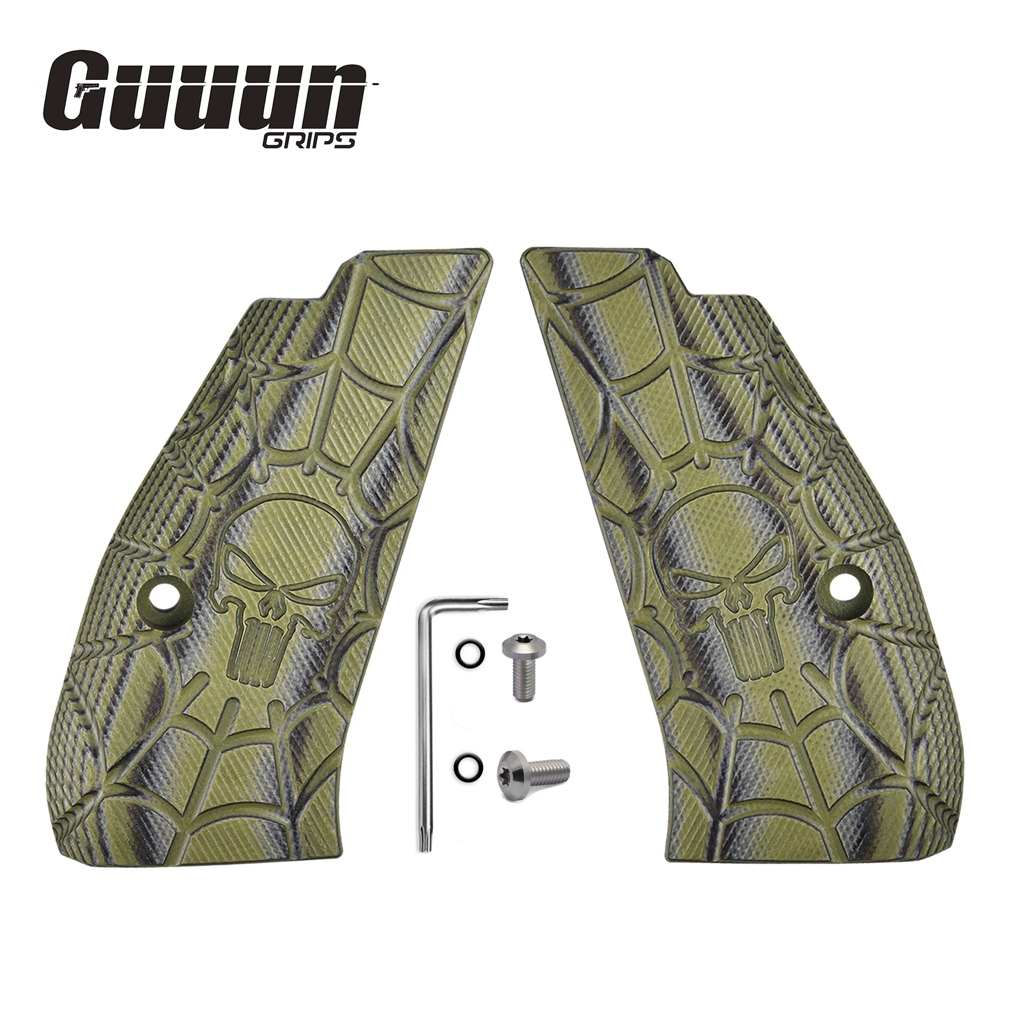 

Guuun G10 Compact Grips CZ 75/85 Compact CZ P-01 Cobweb Skull Skeleton Texture