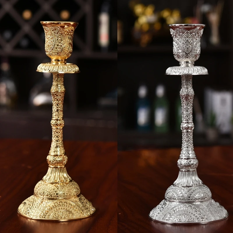 S Vintage Metal Pillar Candlestick Holders Elegant Brass   Holders Decor Candelabra