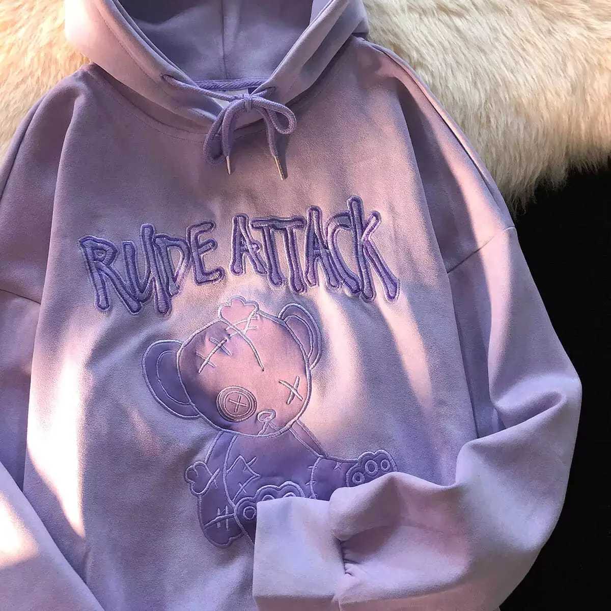 

Женская толстовка с вышивкой и мультяшным медведем, новинка 2021, милое Свободное пальто, Повседневная плюшевая теплая толстовка, хлопковый п...