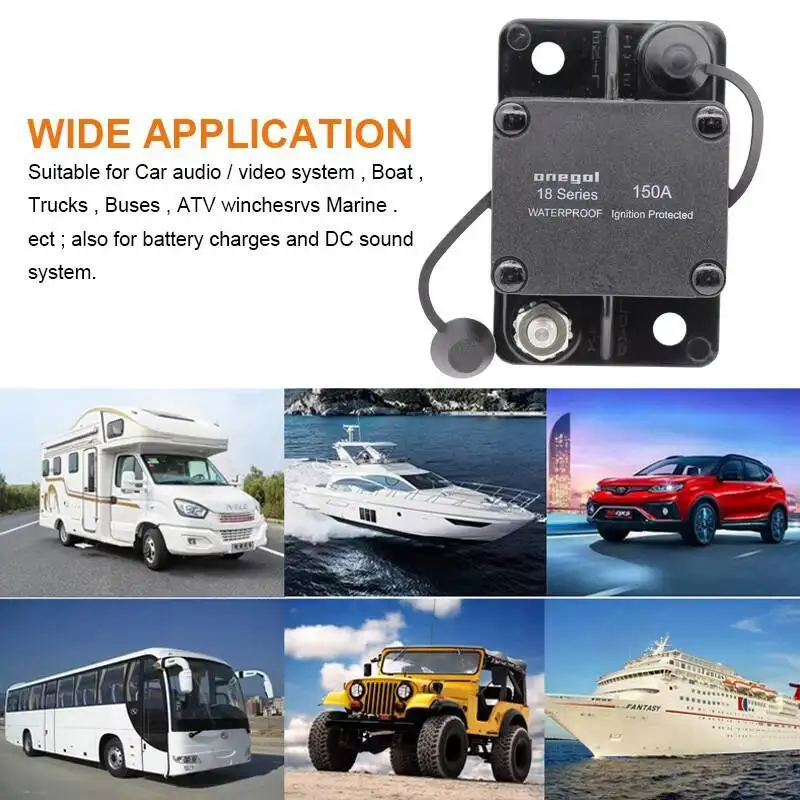 Фото 30A 40A 50A 60A 70A 80A 100A 120A 150A 200A AMP Сброс предохранителя 12-48V DC Автомобильный лодочный автоматический водонепроницаемый выключатель №3