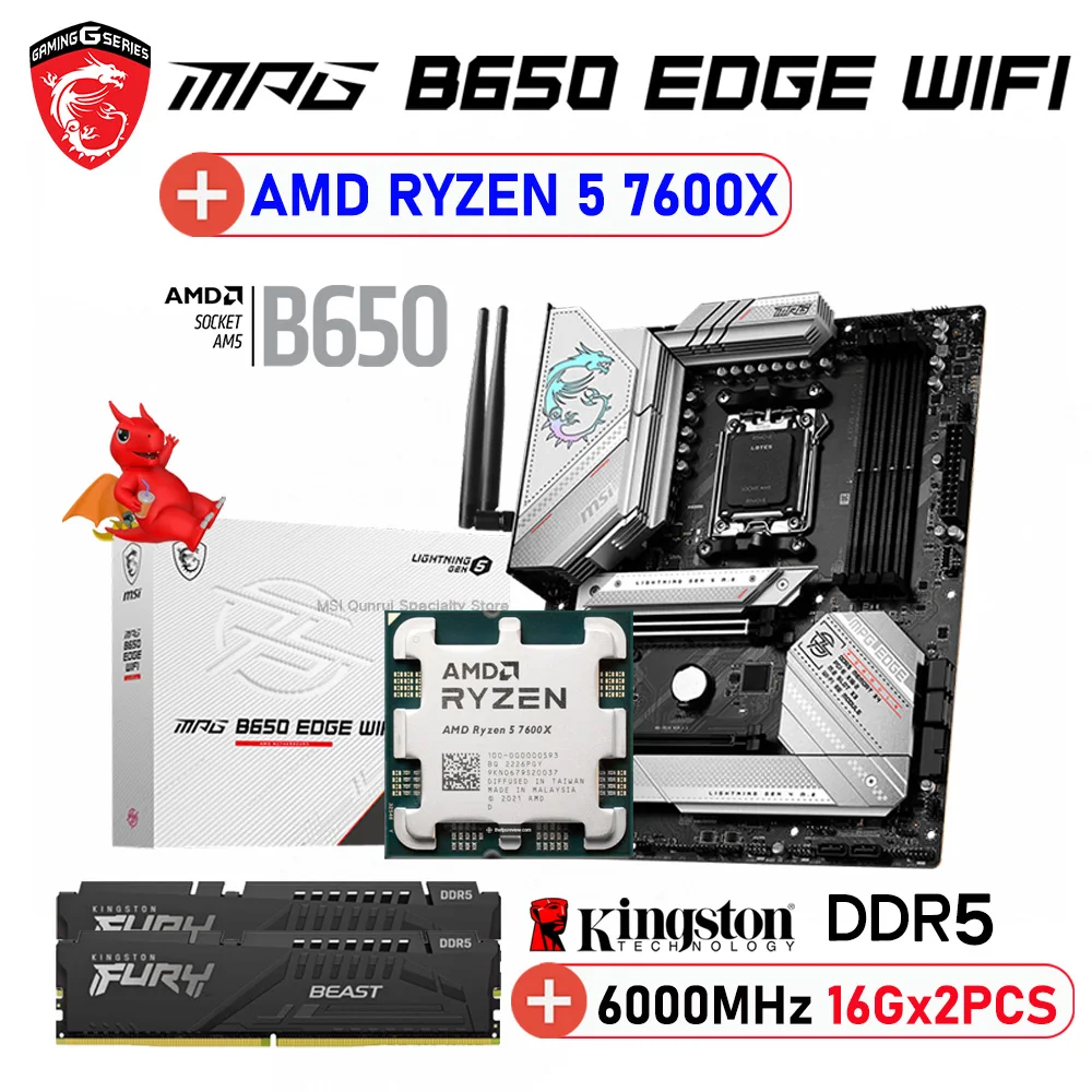 

AMD B650 MSI MPG B650 EDGE WIFI Motherboard Socket AM5 Supports Ryzen 7600x 7700x 7900x 7950x CPU PCIe 5.0 DDR5 128GB M.2 New