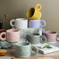 new 300ml ceramic mug ring handl coffee milk modern print porcelain mug handmade hot chocolate cup couple handgrip cups
