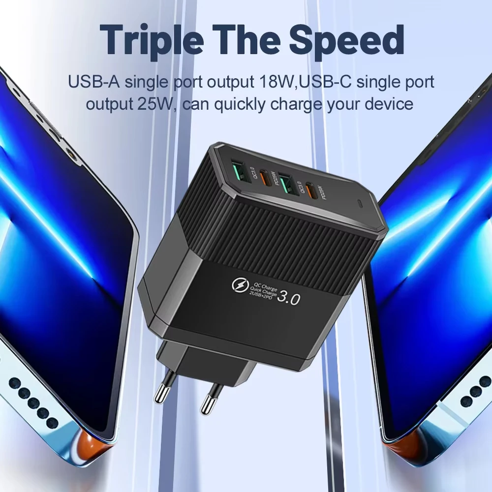 Total 100W 2USB 2PD Зарядное устройство Быстрая зарядка Quick Charge 3.0 Дорожная вилка Зарядный