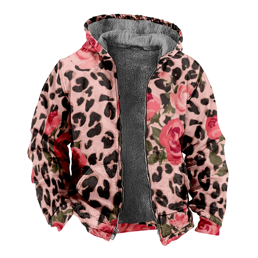 Мужские зимние куртки пальто винтажная хлопковая одежда с леопардовым узором