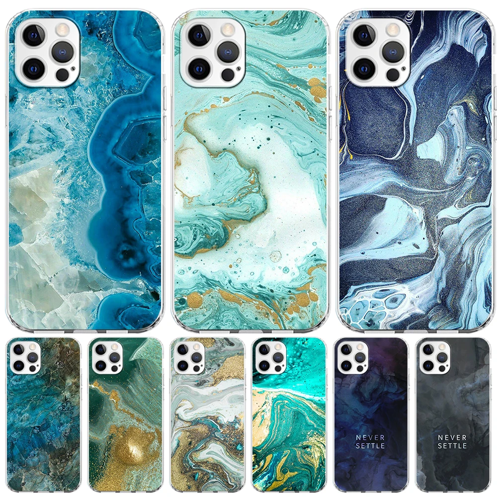 

Landscape Ink Marble Case for iPhone 14 Plus 13 12 Mini 11 Pro Max XR XS 7 8 X 6 6s Plus SE 2020 2022 5s 5 Clear TPU Phone Cover