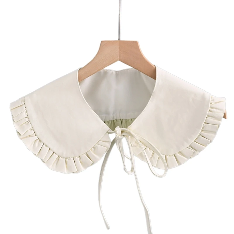 

Ruffle Neckline Capelet Women Elegant Self-Tie Ribbon Faux Leather Collar Shawl