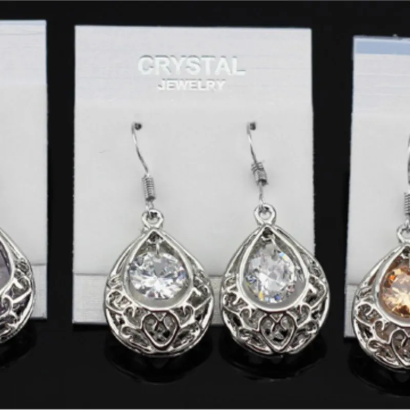 Австрийского хрусталя циркона воды полые серьги ювелирные изделия дропшиппинг