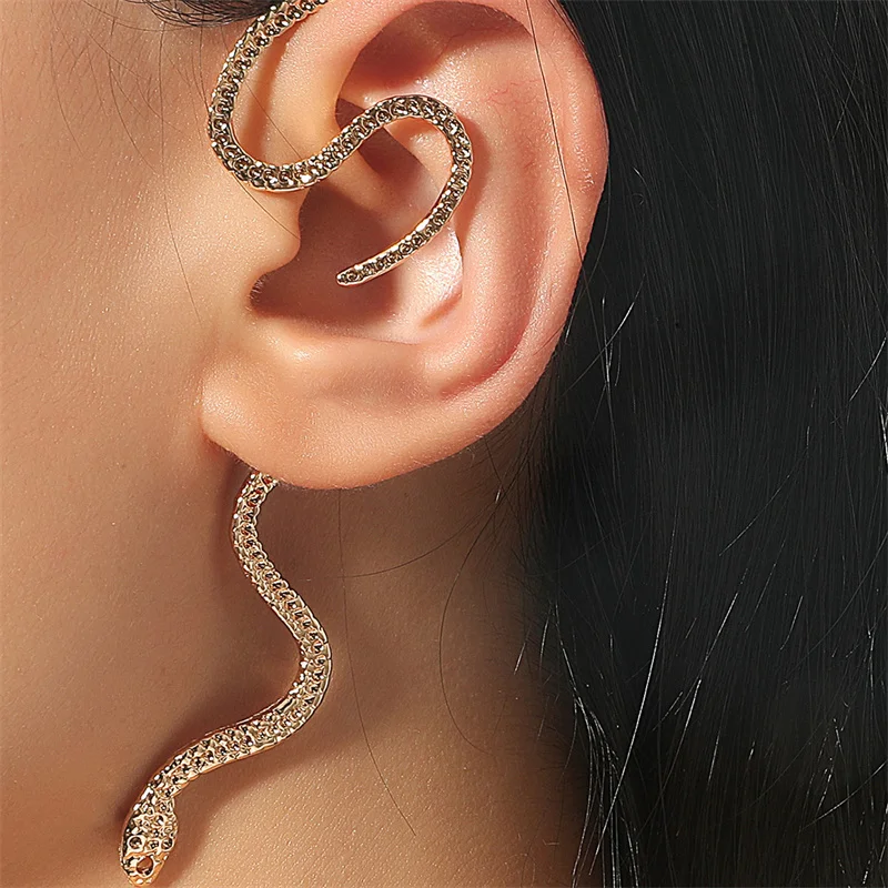 

New Non-hole Ear Clip Vintage Zircon Snake-shaped Earrings for Women Exaggerated Fake Cartilage Ear Cuff Fashion Jewerly Gifts