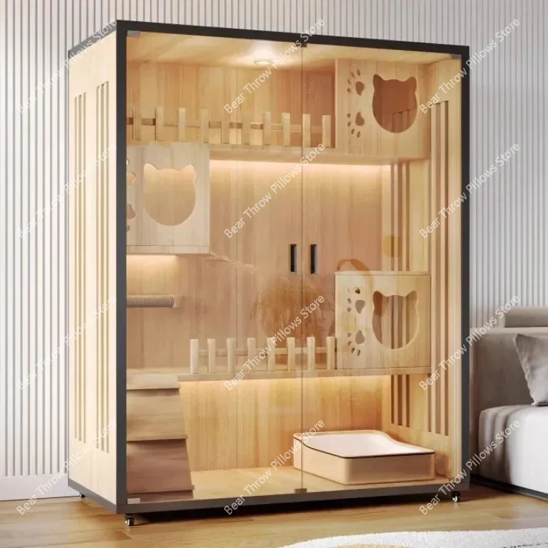 Деревянная клетка для кошек домашняя Удобная домашних животных большой дом с