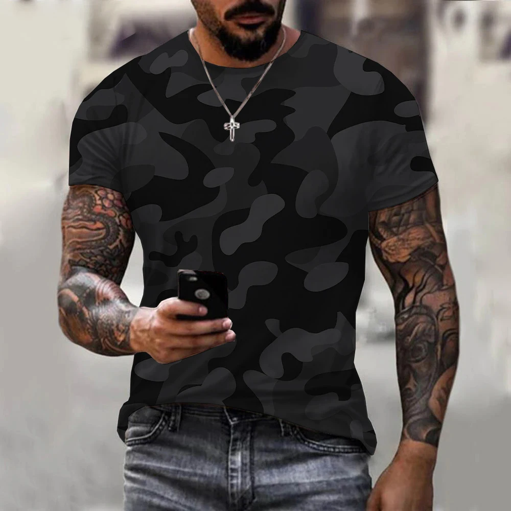 

3D Camouflage T-Shirt Men's Women's Outdoor Fashion Casual O-Neck Short Sleeve Oversized Clothing Loose Men's Fitness Clothing