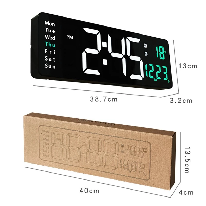 LED Digital Wall Clocks Electronic Remote Control Alarms Clocks Temp Date Week Display Large Table Wall-mounted Clock Room Decor images - 6