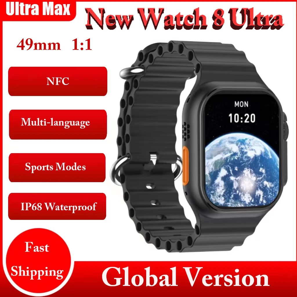 

49mm Smart Watch 2023 New Watch 8 Ultra Max Bluetooth Call IP68 Waterproof Men Women SmartWatch NFC 2.02" Wireless Charges