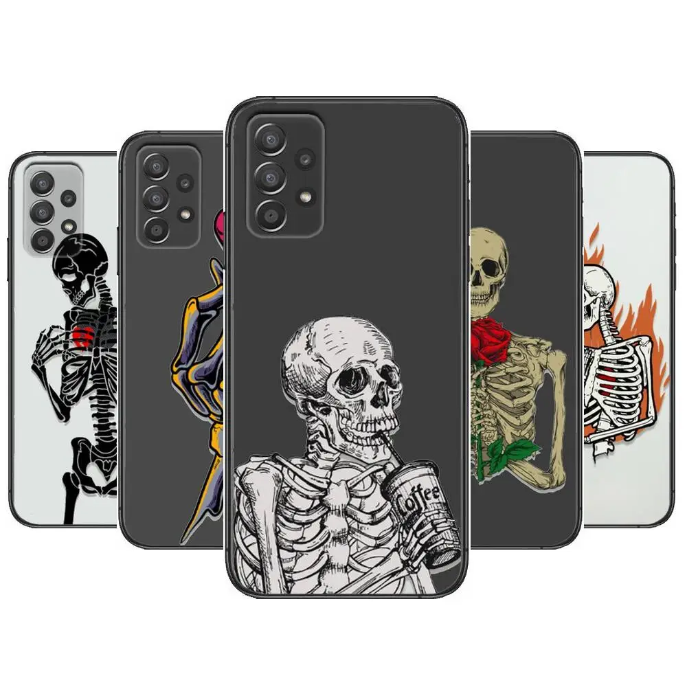 

Funny Skeleton Phone Case Hull For Samsung Galaxy A70 A50 A51 A71 A52 A40 A30 A31 A90 A20E 5G a20s Black Shell Art Cell Cove