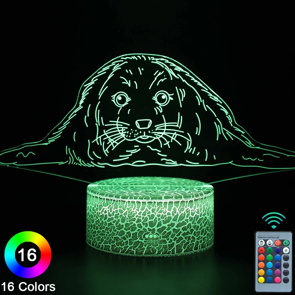 

Светодиодные ночные 3d-светильники для собак, сенсорный пульт дистанционного управления, новая настольная лампа, декор для комнаты, Рождест...