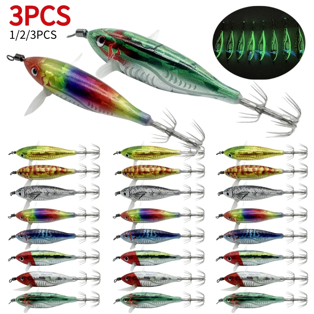 

1-3PCS Fishing Lures Luminous Floating Egi Lure 5.5g Octopus Cuttlefish Fishing Baits Glow In Dark for Night Fishing Freshwater