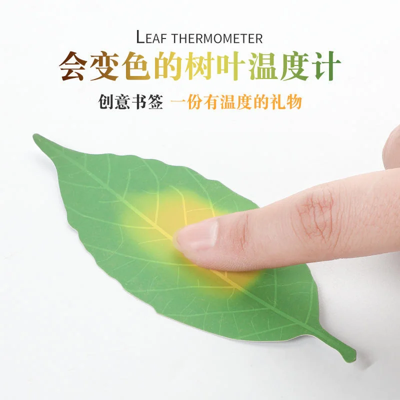 Japanese Stationery Leaf Thermometer Color Change Creative Art Paper Bookmark Gift