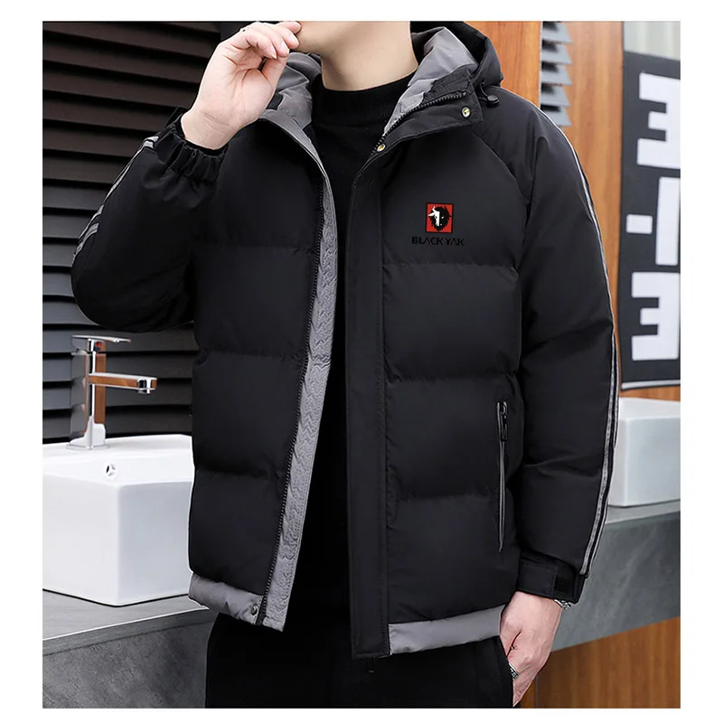 BLACKYAK Men Jacket Parka Print Men Winter Oversize Windbreaker Streetwear Harajuku Padded Jacket Coat Warm Outwear Hipster