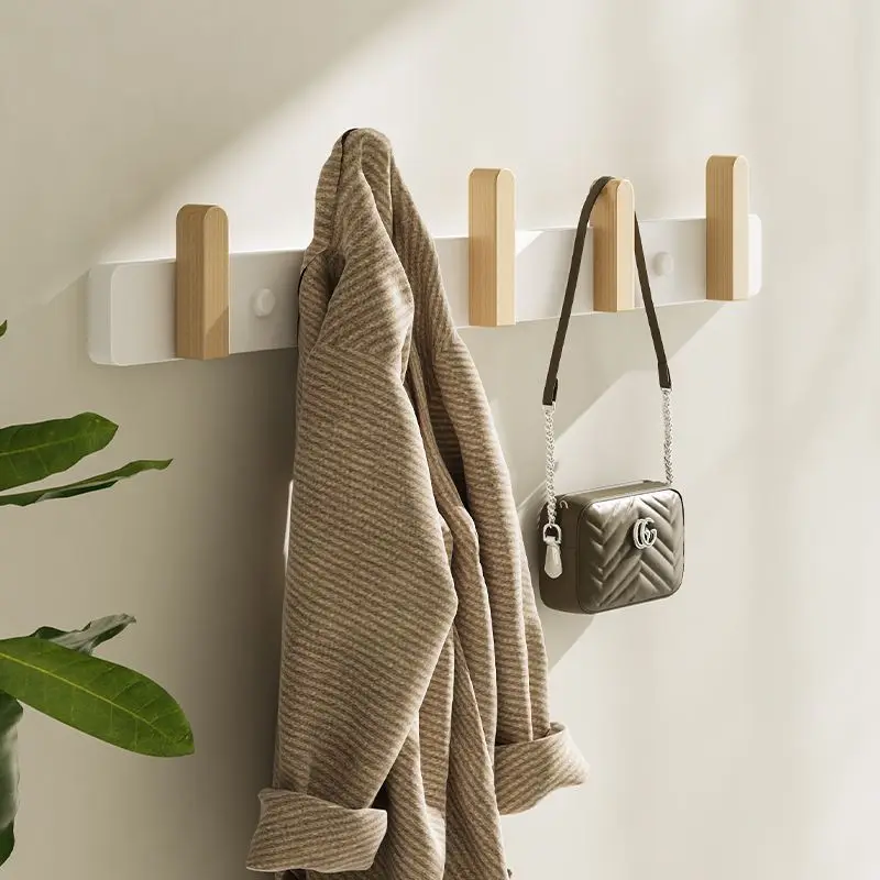 

Creative Bamboo Material Hook Wall-Mounted Hanger Living Room Bedroom Doorway Storage Rack Home Organize Decoration Accessories