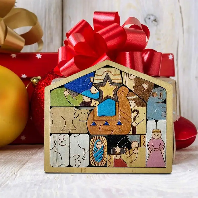 

Nativity Scene Jigsaw Puzzle Birth Of Jesus Puzzle With Wood Burned Design DIY Nativity Of Jesus Jigsaw Puzzles For Christmas