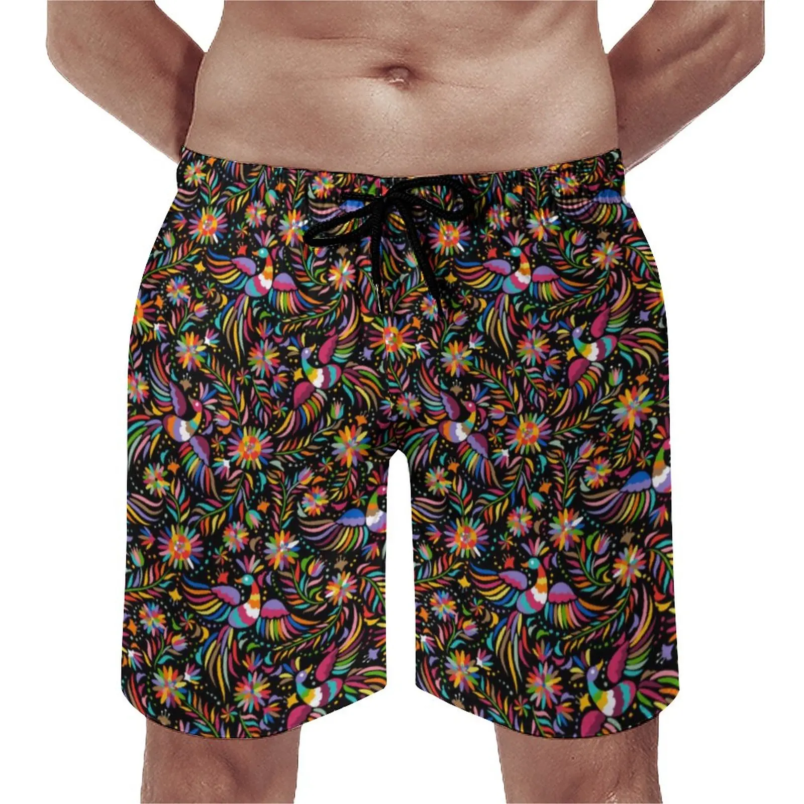

Цветные шорты с птицами для доски, эластичная талия, шорты для пляжа, винтажные мужские качественные штаны с цветочным принтом