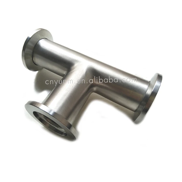 Фото Kf40 Kf50 Колено тройника KF SS304 Фитинг для вакуумной трубы высокого давления ISO-K Стандартные Y-образные фитинги для санитарных труб KF Фланцевые фитинги №5