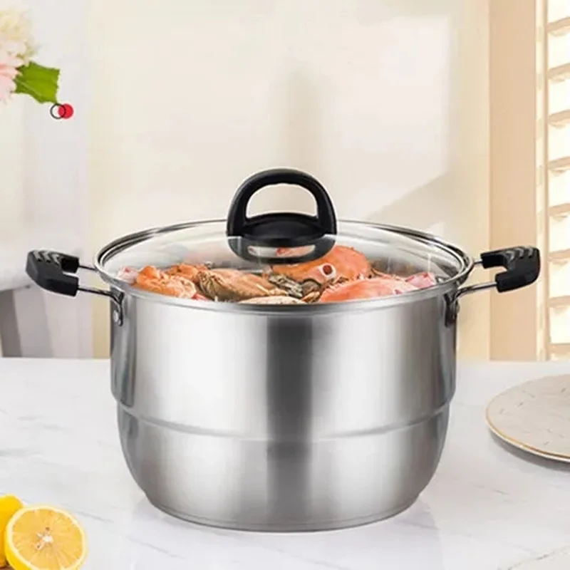 

28CM extra thick steaming soup pot stainless steel steaming pot soup pot milk pot porridge pot hot pot steaming slice stew pot