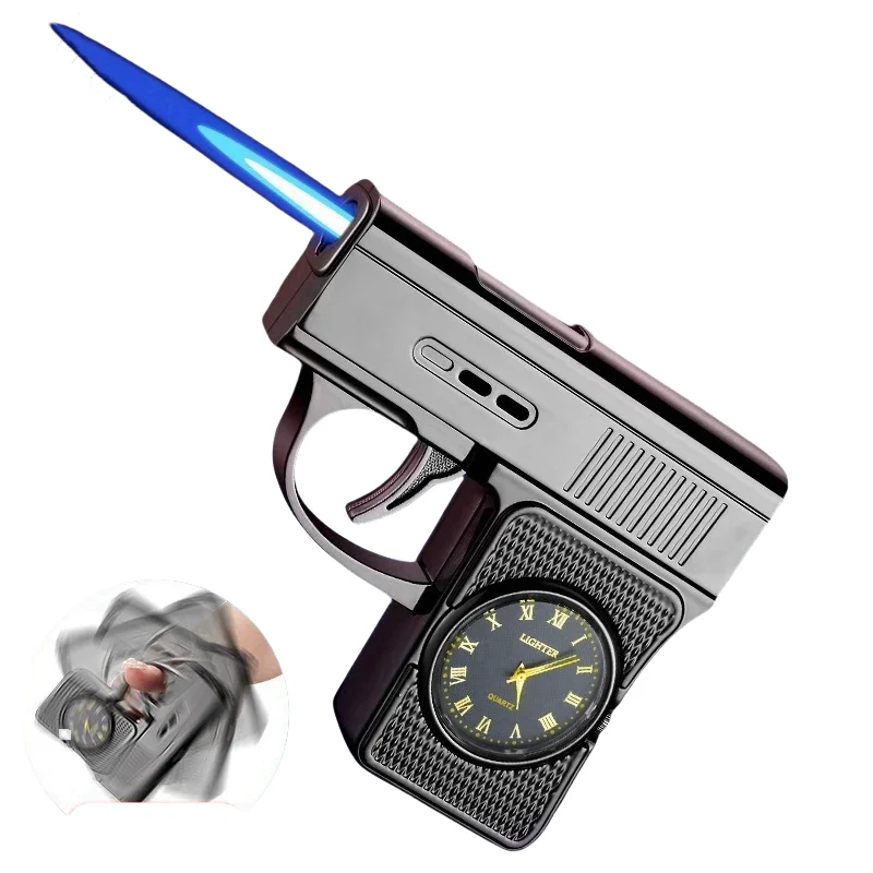 Металлическая ветрозащитная зажигалка портативная уличная надувная с