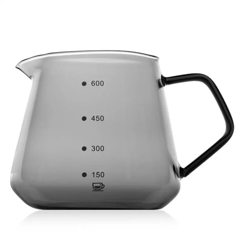 

Glass Coffee Server 600ml Reusable Drink Pour Over Drip with Scale Home Hotel Picnic Camp Pot Accessories Gifts