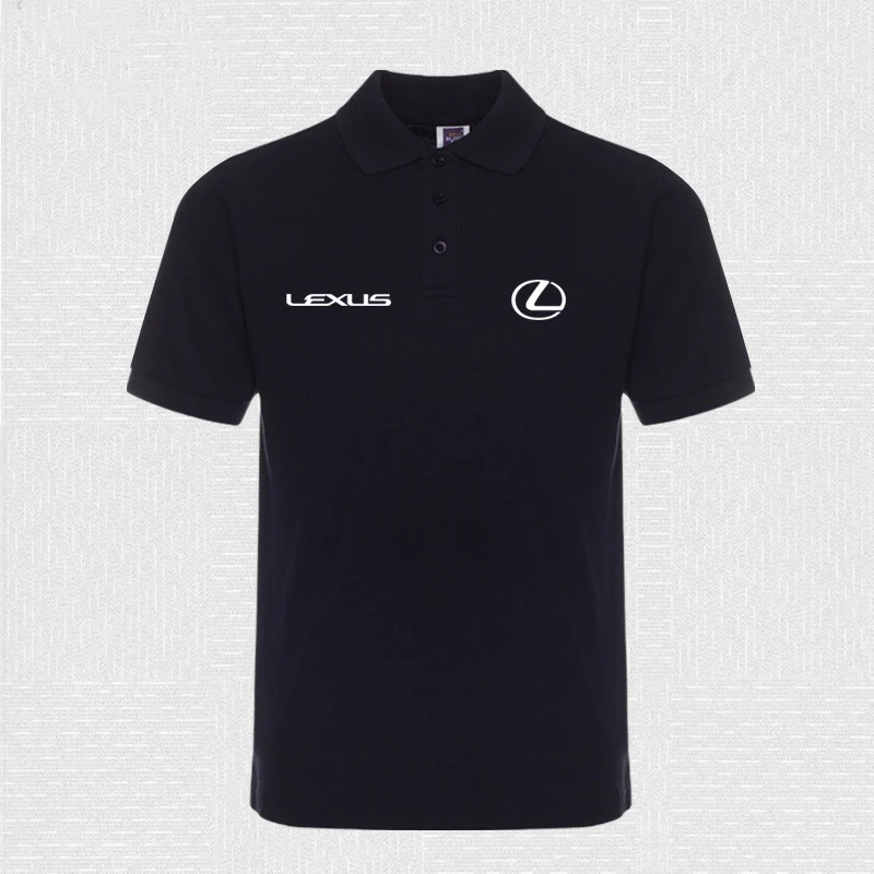 

Brand LEXUS Shirt Men Cotton Short Sleeve Tee Shirts turn down collar Mens Casual Summer Breathable Solid Color Polos T-shirt