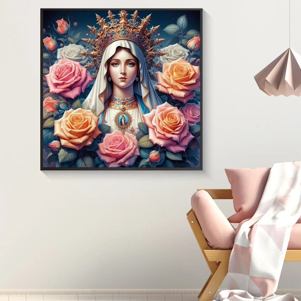 5D DIY Религиозный комплект алмазной живописи Ангел Крест Вышивка Цветок Ручная