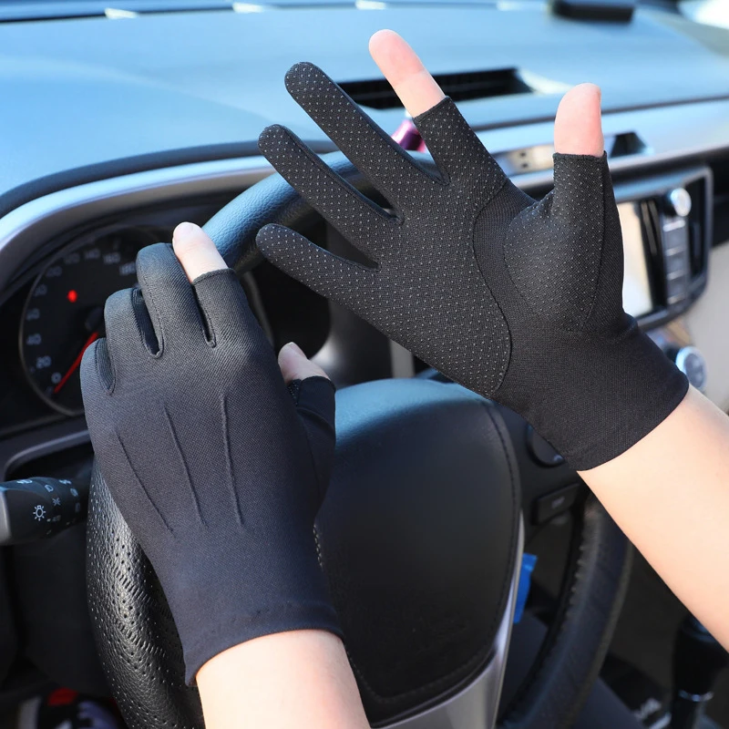 Breathable Anti-slip Half Finger Gloves Driving Cycling Touch Screen Gloves Ice Silk Non-Slip Thin Fingerless  Men Wemen Gloves