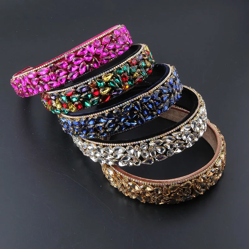 

Headwear New Fashion Baroque Fleece Full Rhinestone Gorgeous Hair Hoop Ladies Elegant and Beautiful Hair Accessories 864