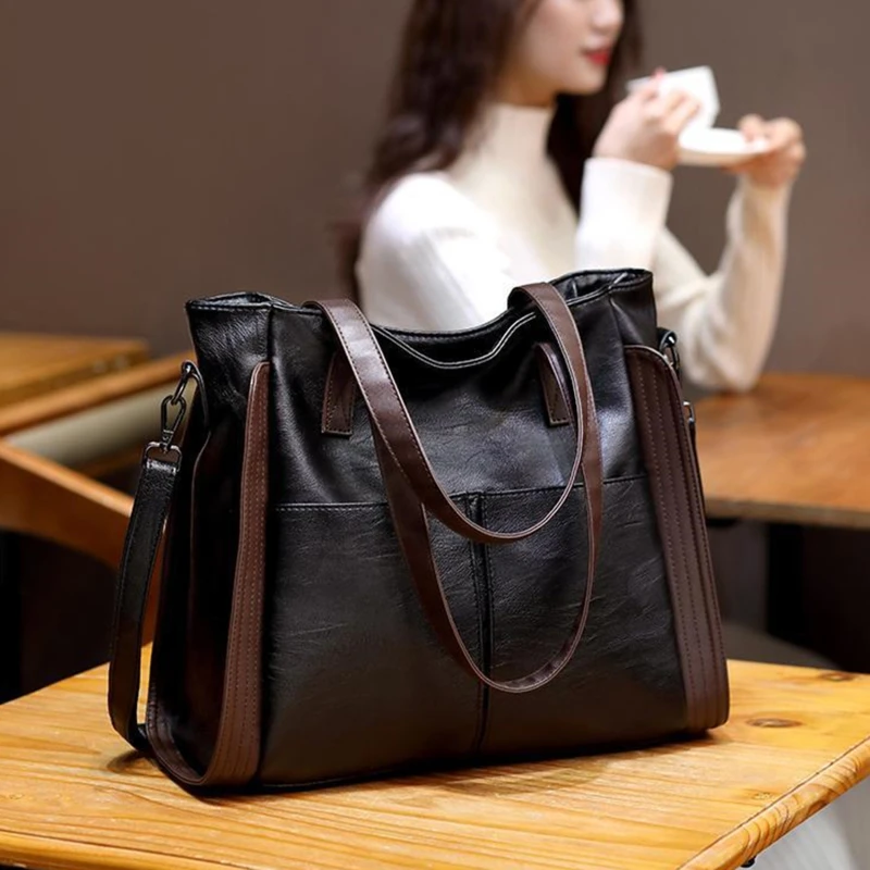 

Large Capacity Casual Tote Bag Female Luxury Handbag Shoulder Bag for Women 2023 Ladies Vintage PU Leather Crossbody Bag Sac