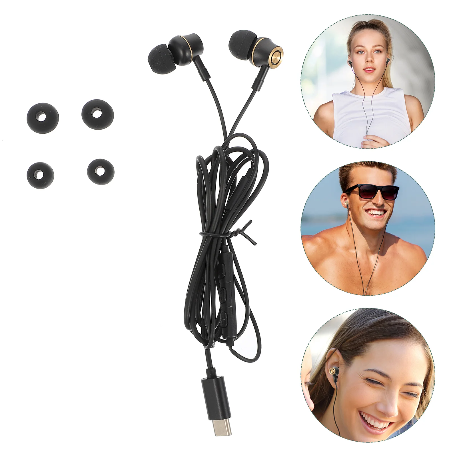 

Earphone Headphone Infor Earearbud Wired Earphonescontrol Volume Plug Type Usb Tablet Mic Headphones