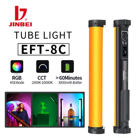 Ручной разноцветный светильник JINBEI для фотостудии, 28,8 см, CRI 96 + 2000k-10000k