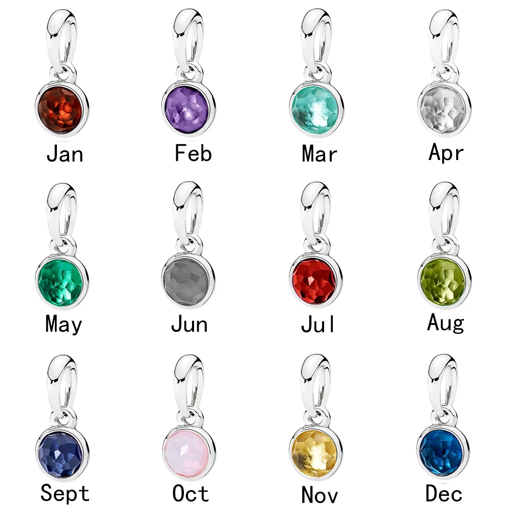 

New S925 Sterling Silver Classic Twelve Month Birthday Water Drop Series DIY Fashion Simple Bracelet Necklace Beads Accessories
